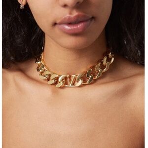 Valentino VLogo Gold Tone Chain Choker